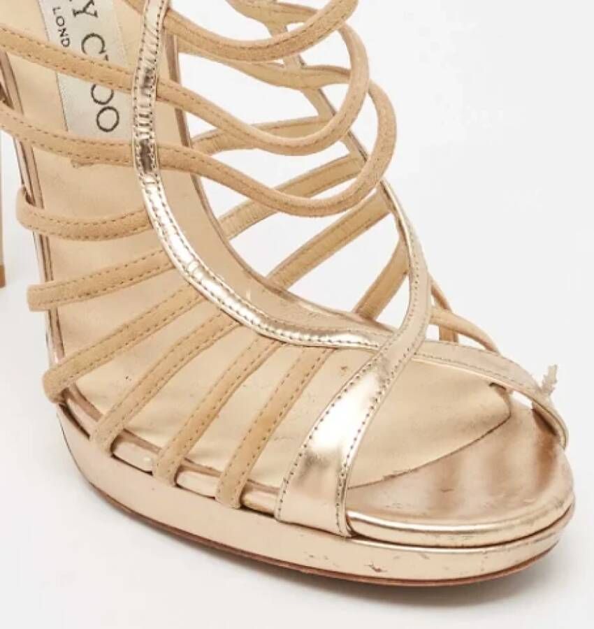 Jimmy Choo Pre-owned Leather sandals Beige Dames