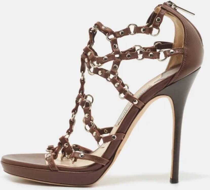 Jimmy Choo Pre-owned Leather sandals Brown Dames