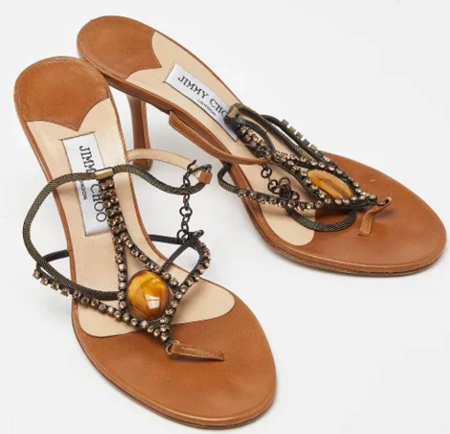 Jimmy Choo Pre-owned Leather sandals Brown Dames