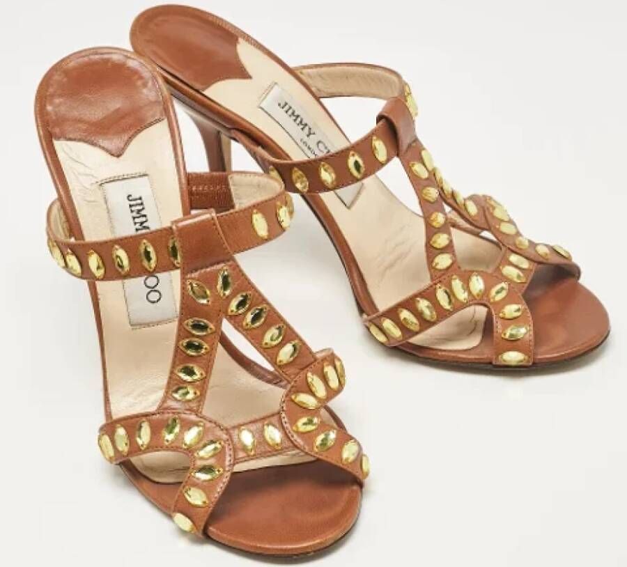 Jimmy Choo Pre-owned Leather sandals Brown Dames