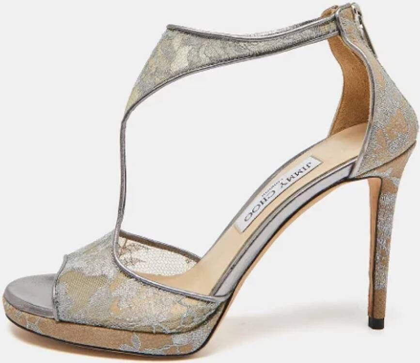 Jimmy Choo Pre-owned Leather sandals Gray Dames