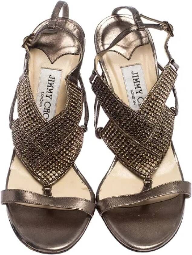 Jimmy Choo Pre-owned Leather sandals Gray Dames