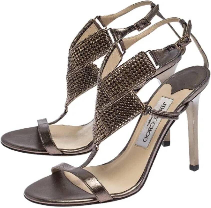 Jimmy Choo Pre-owned Leather sandals Gray Dames