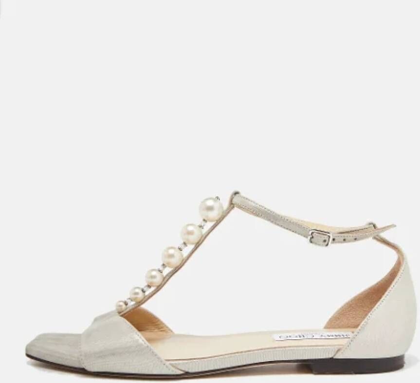 Jimmy Choo Pre-owned Leather sandals Gray Dames