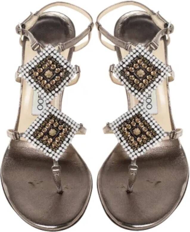 Jimmy Choo Pre-owned Leather sandals Gray Dames