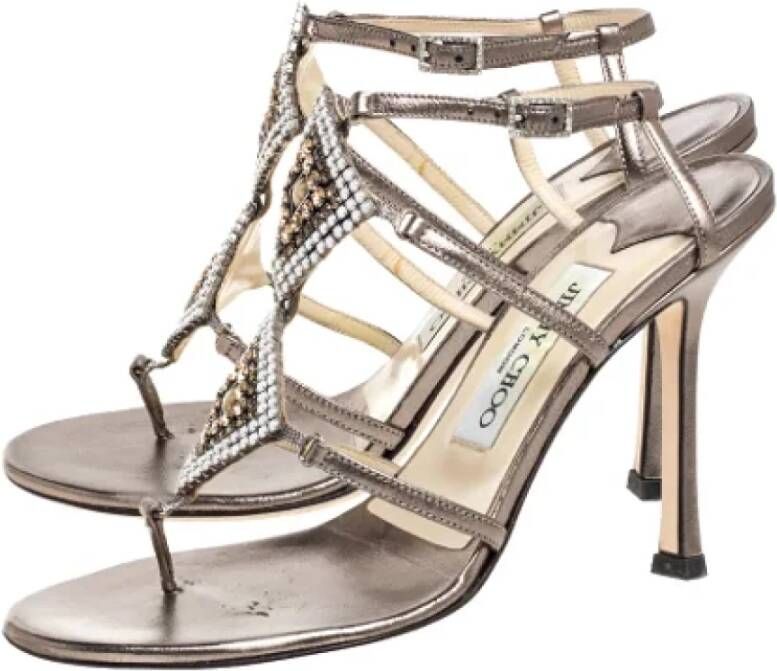 Jimmy Choo Pre-owned Leather sandals Gray Dames