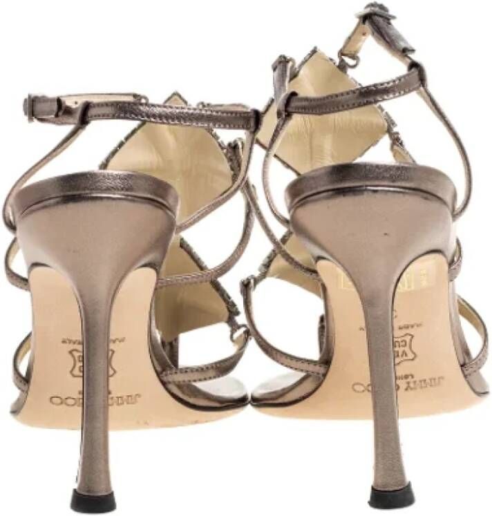 Jimmy Choo Pre-owned Leather sandals Gray Dames