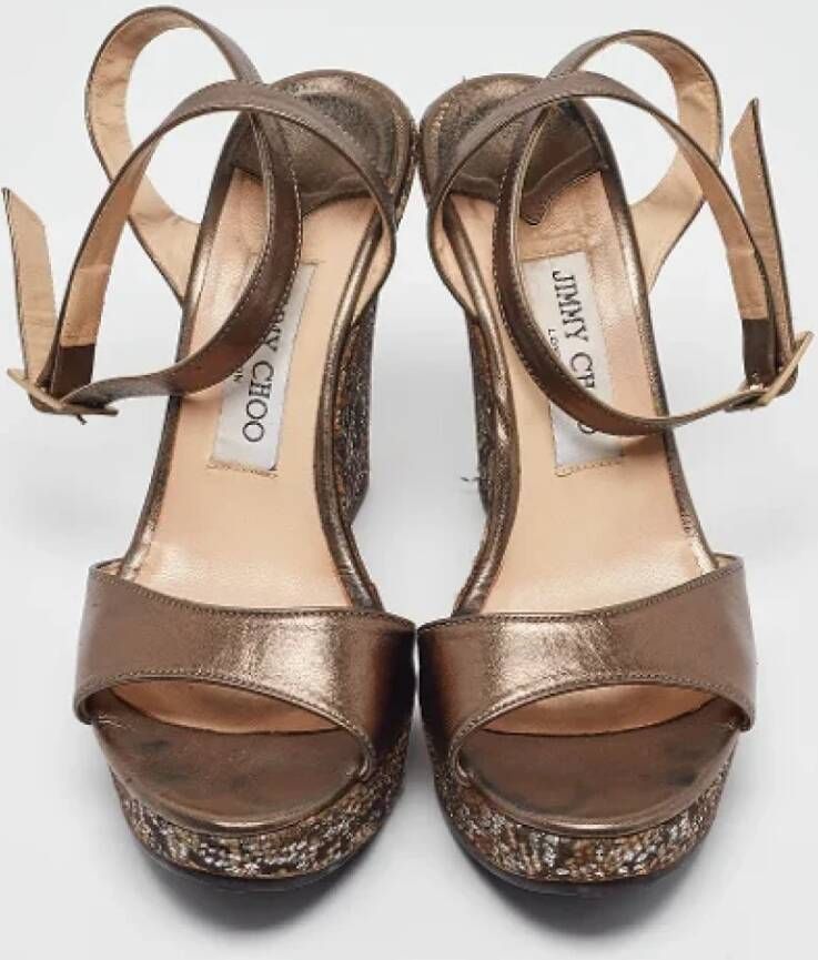 Jimmy Choo Pre-owned Leather sandals Gray Dames