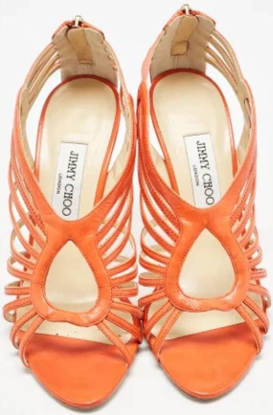 Jimmy Choo Pre-owned Leather sandals Orange Dames