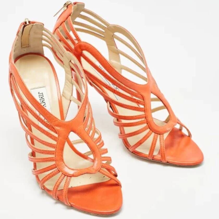 Jimmy Choo Pre-owned Leather sandals Orange Dames