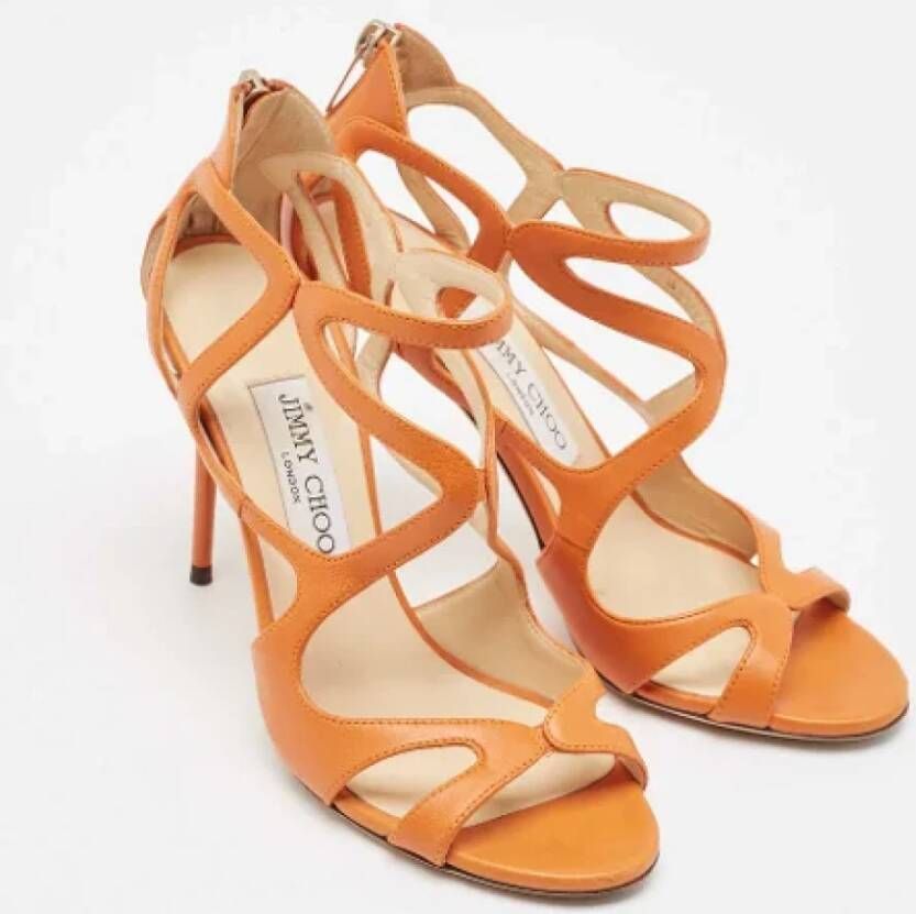 Jimmy Choo Pre-owned Leather sandals Orange Dames