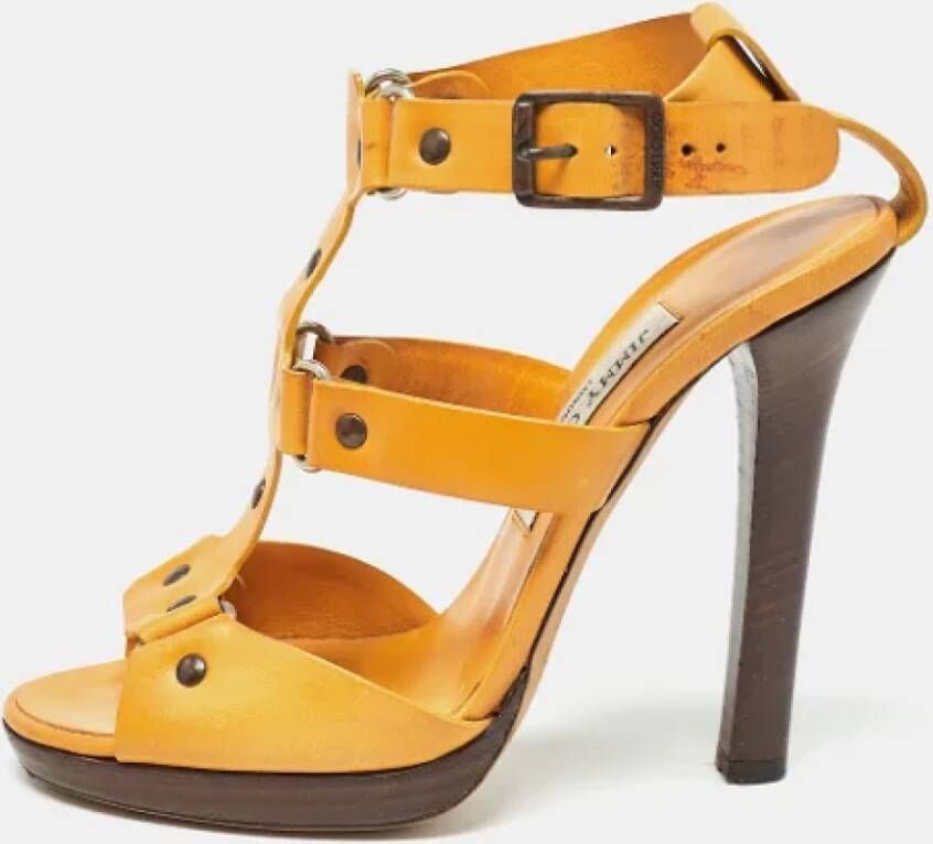 Jimmy Choo Pre-owned Leather sandals Yellow Dames