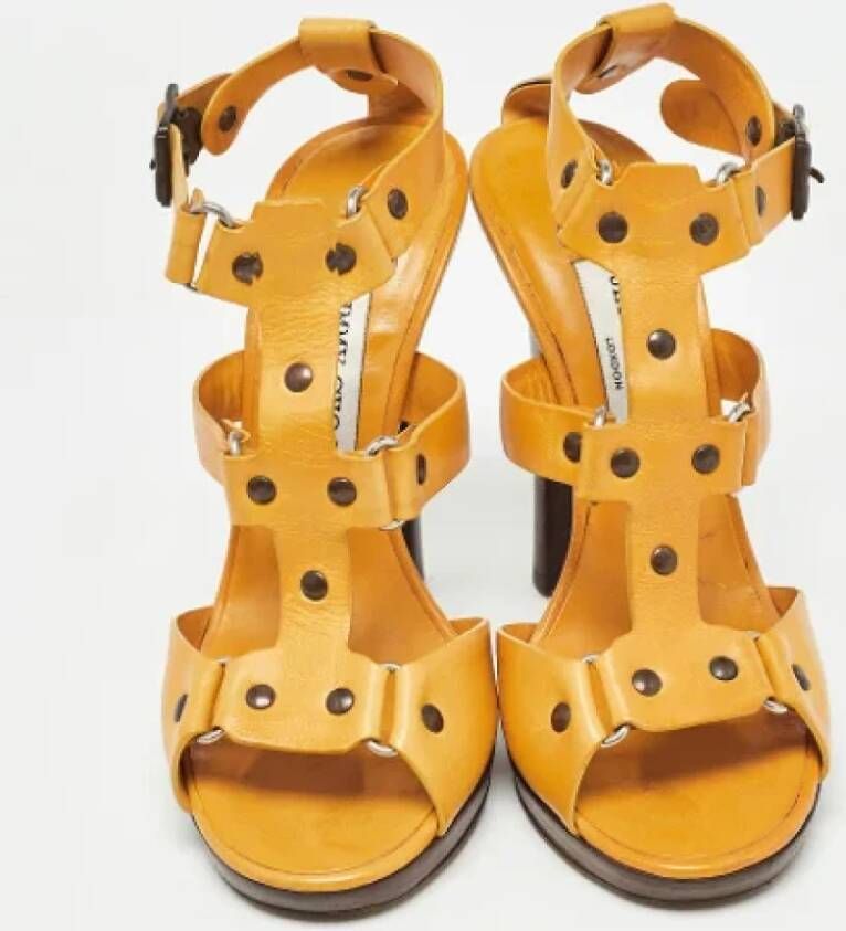 Jimmy Choo Pre-owned Leather sandals Yellow Dames