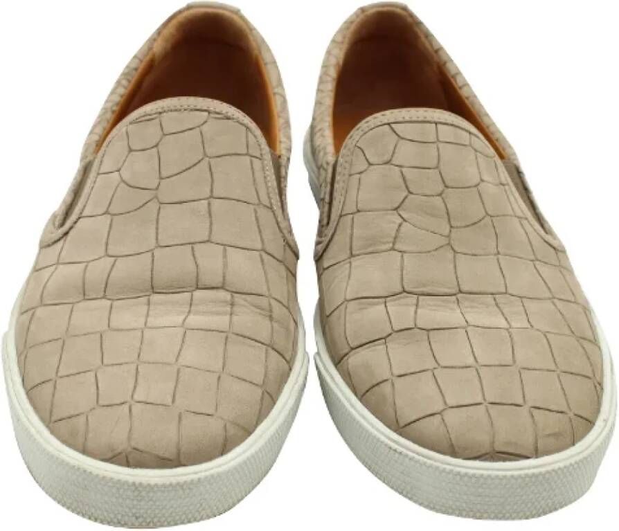 Jimmy Choo Pre-owned Leather sneakers Beige Dames