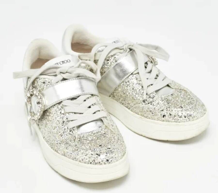 Jimmy Choo Pre-owned Leather sneakers Gray Dames