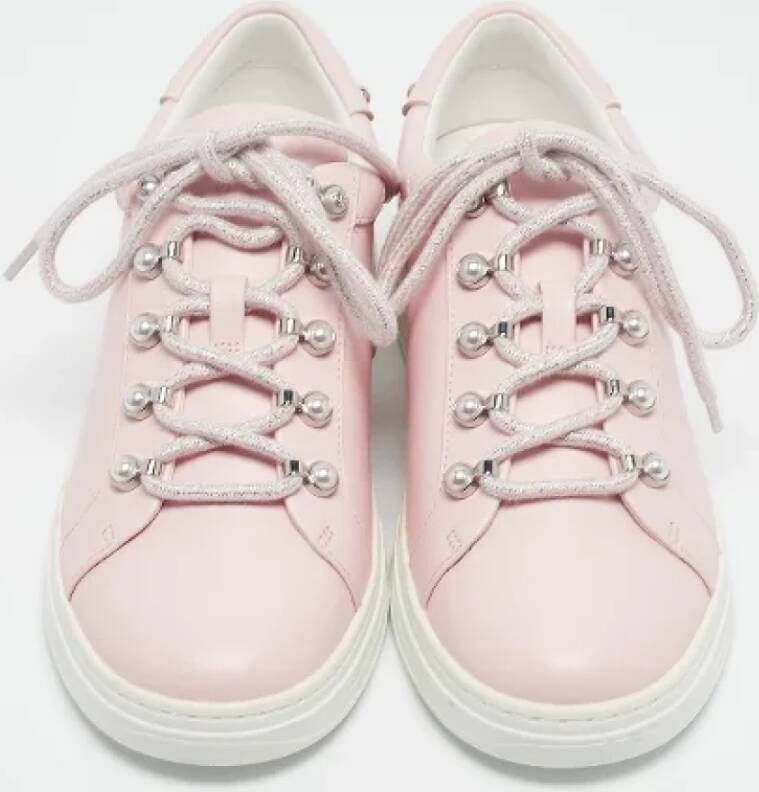 Jimmy Choo Pre-owned Leather sneakers Pink Dames