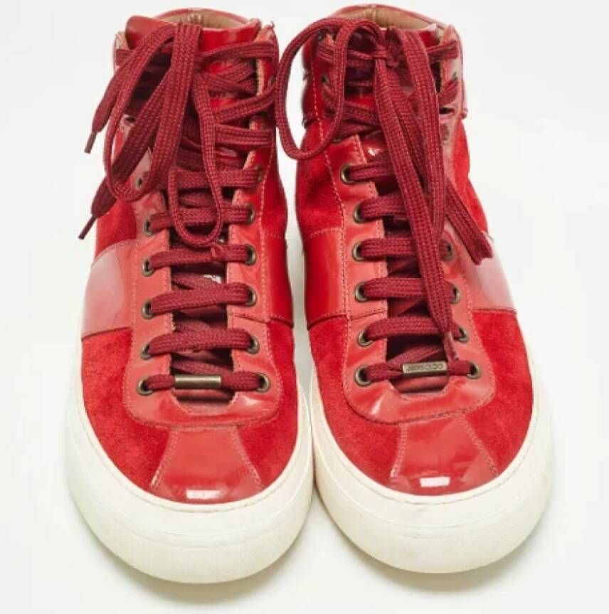 Jimmy Choo Pre-owned Leather sneakers Red Heren