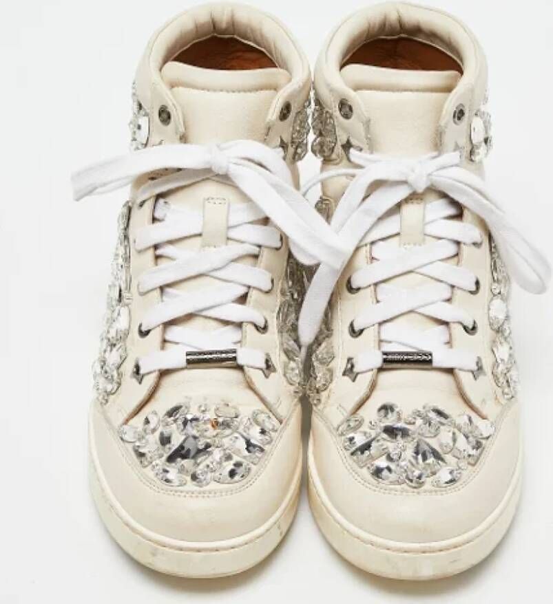 Jimmy Choo Pre-owned Leather sneakers White Dames