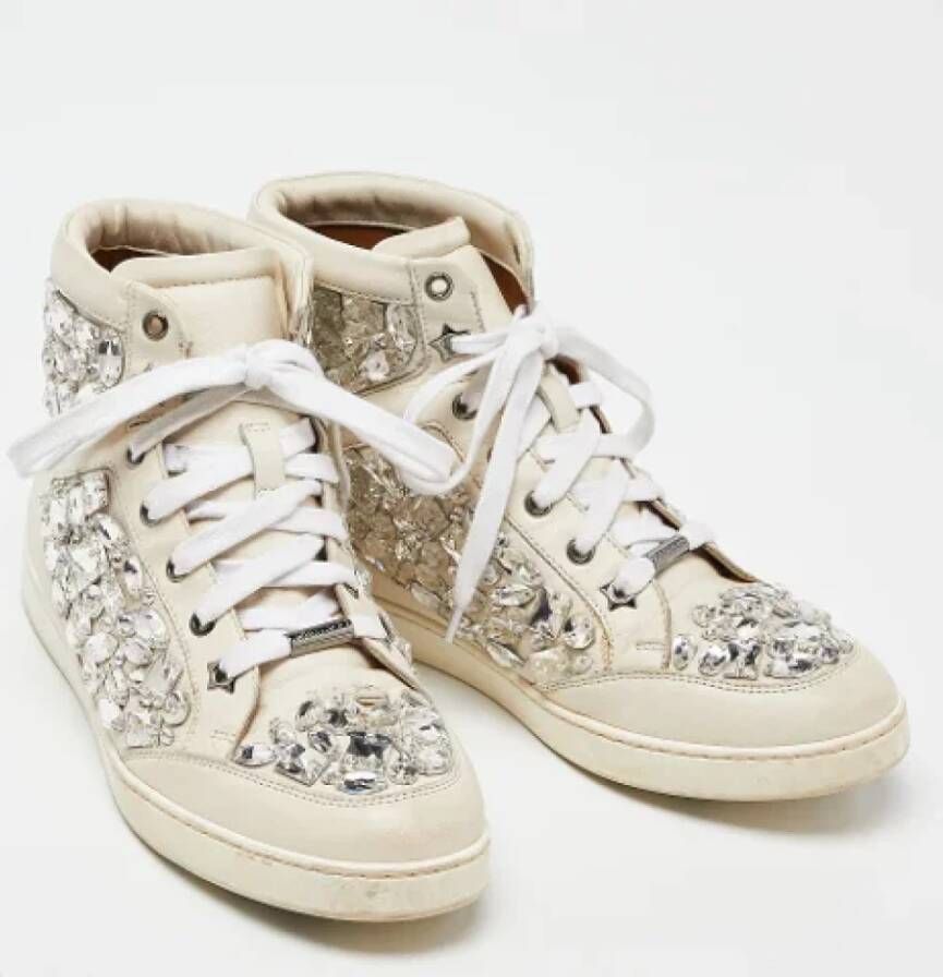 Jimmy Choo Pre-owned Leather sneakers White Dames