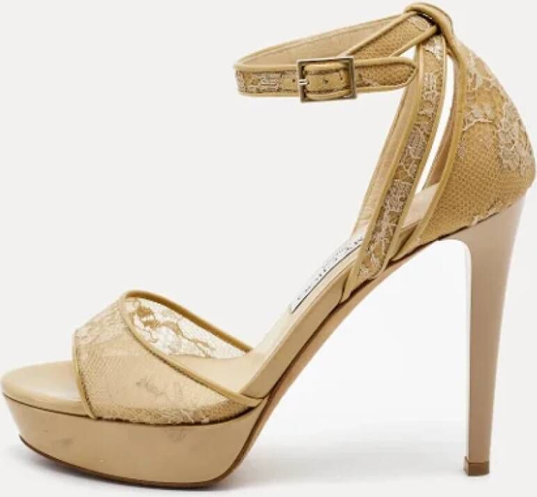 Jimmy Choo Pre-owned Mesh sandals Beige Dames