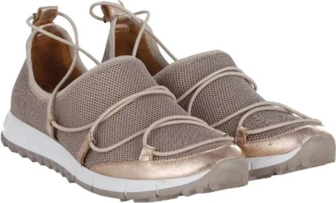 Jimmy Choo Pre-owned Mesh sneakers Beige Dames