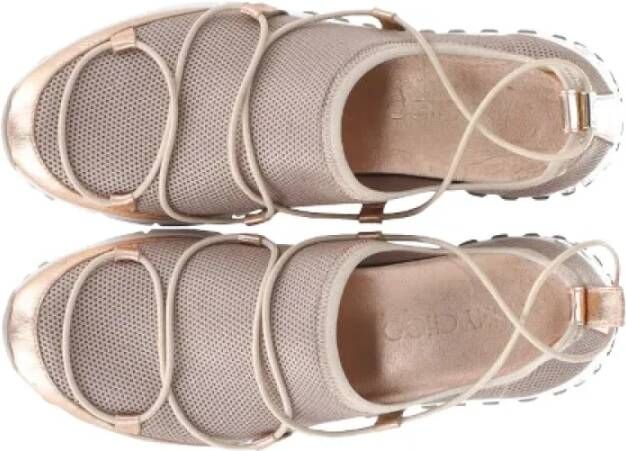 Jimmy Choo Pre-owned Mesh sneakers Beige Dames