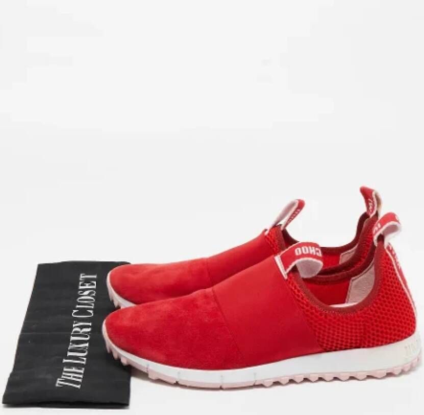 Jimmy Choo Pre-owned Mesh sneakers Red Dames