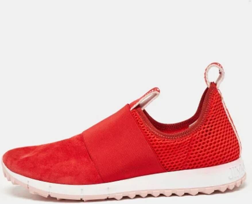 Jimmy Choo Pre-owned Mesh sneakers Red Dames