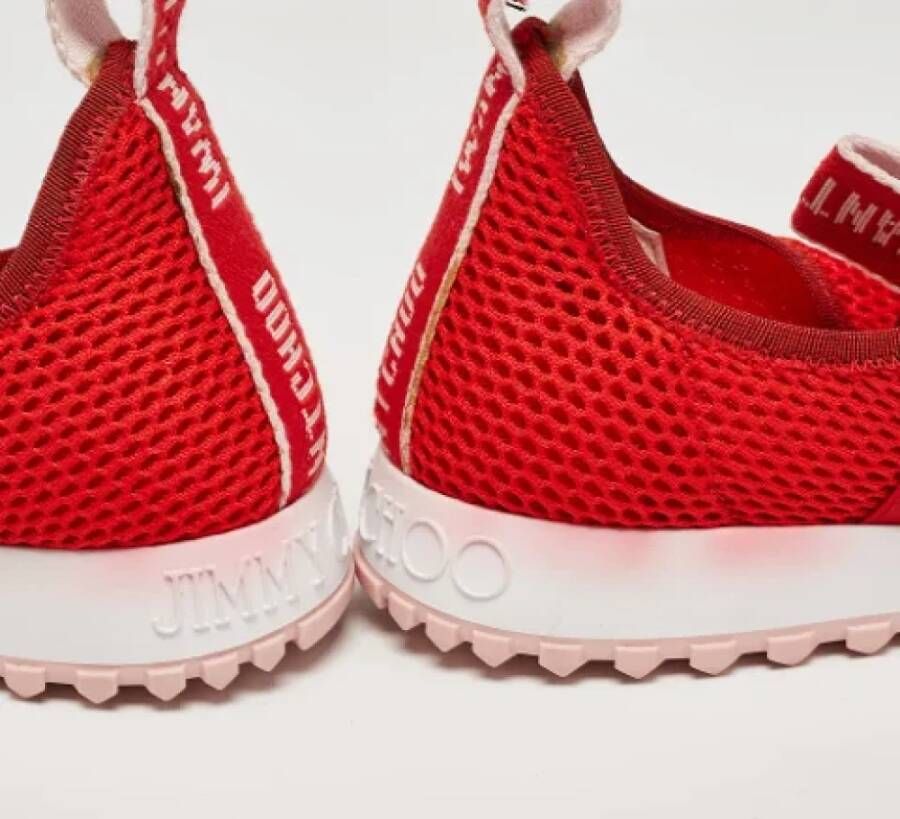 Jimmy Choo Pre-owned Mesh sneakers Red Dames