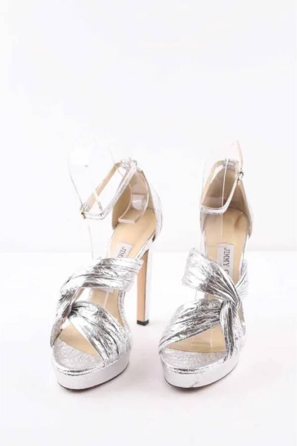 Jimmy Choo Pre-owned Polyester heels Gray Dames