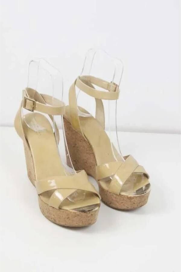 Jimmy Choo Pre-owned Polyester sandals Beige Dames