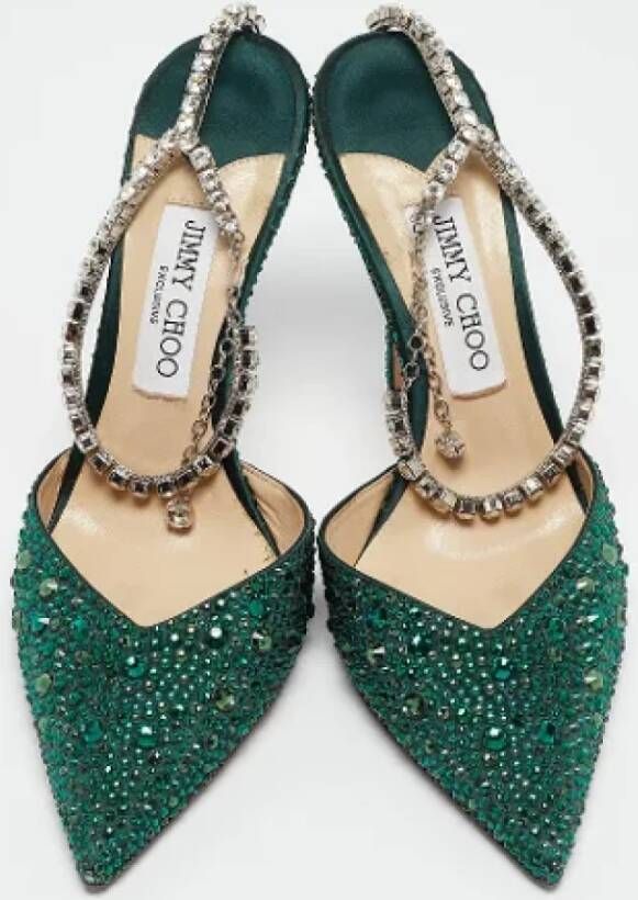 Jimmy Choo Pre-owned Satin heels Green Dames