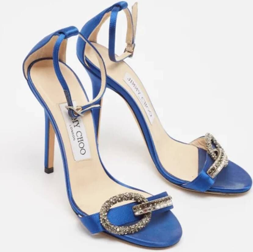 Jimmy Choo Pre-owned Satin sandals Blue Dames