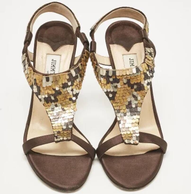 Jimmy Choo Pre-owned Satin sandals Brown Dames