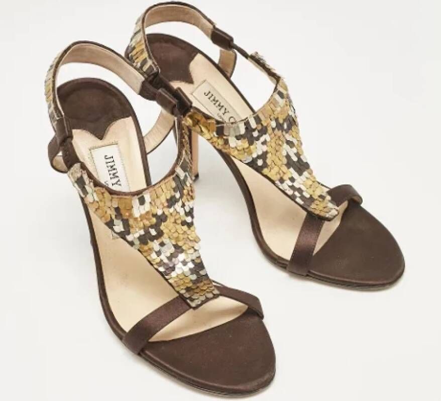 Jimmy Choo Pre-owned Satin sandals Brown Dames