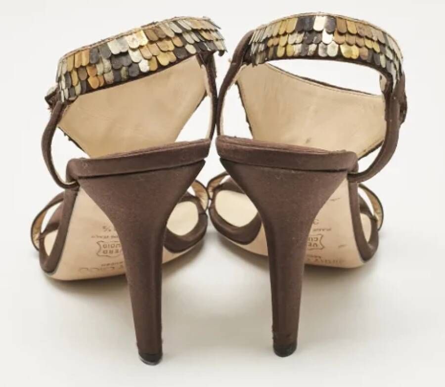 Jimmy Choo Pre-owned Satin sandals Brown Dames