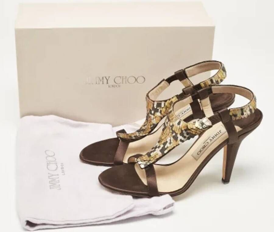 Jimmy Choo Pre-owned Satin sandals Brown Dames