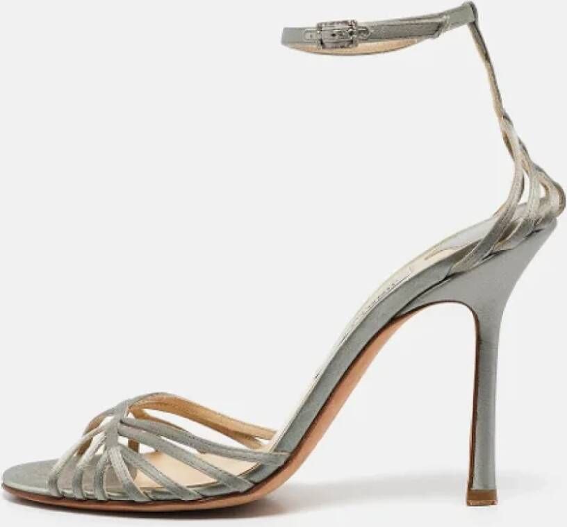 Jimmy Choo Pre-owned Satin sandals Gray Dames