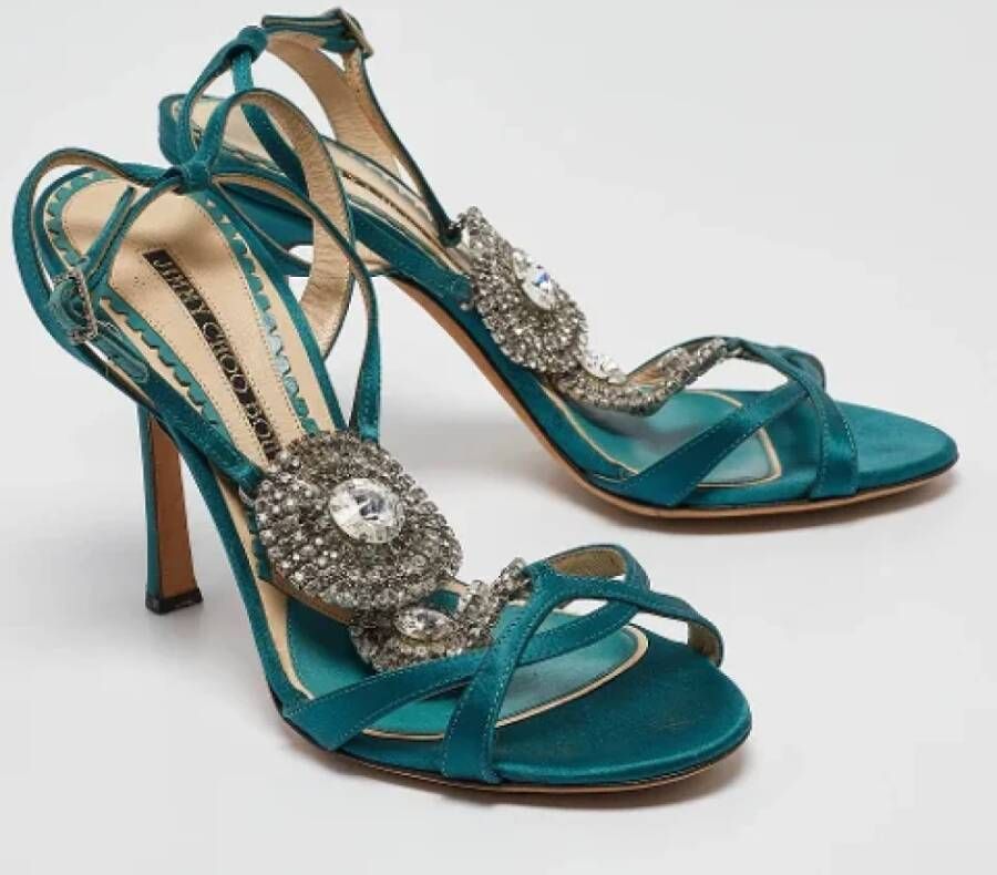 Jimmy Choo Pre-owned Satin sandals Green Dames