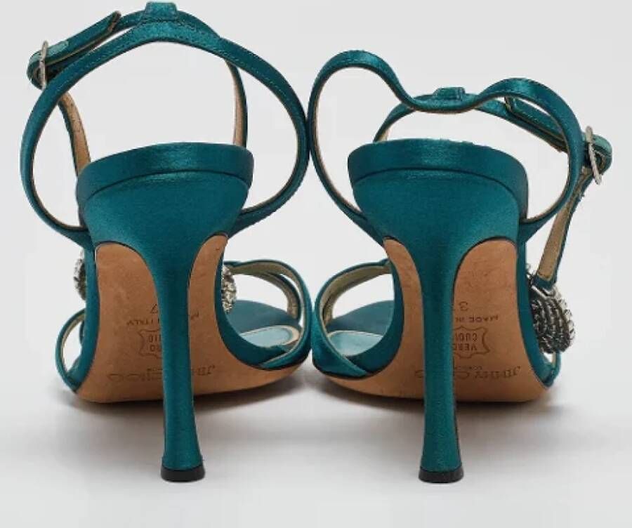 Jimmy Choo Pre-owned Satin sandals Green Dames