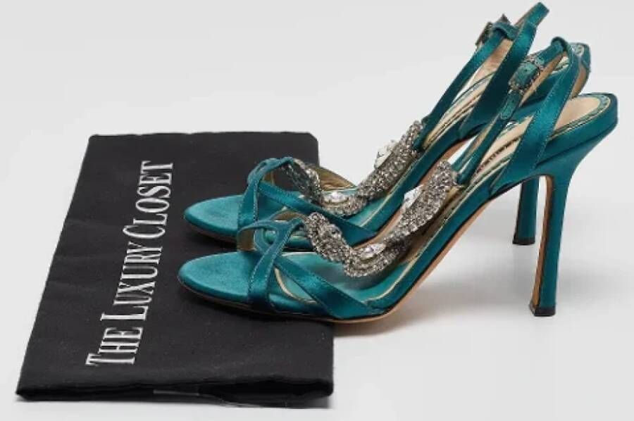 Jimmy Choo Pre-owned Satin sandals Green Dames