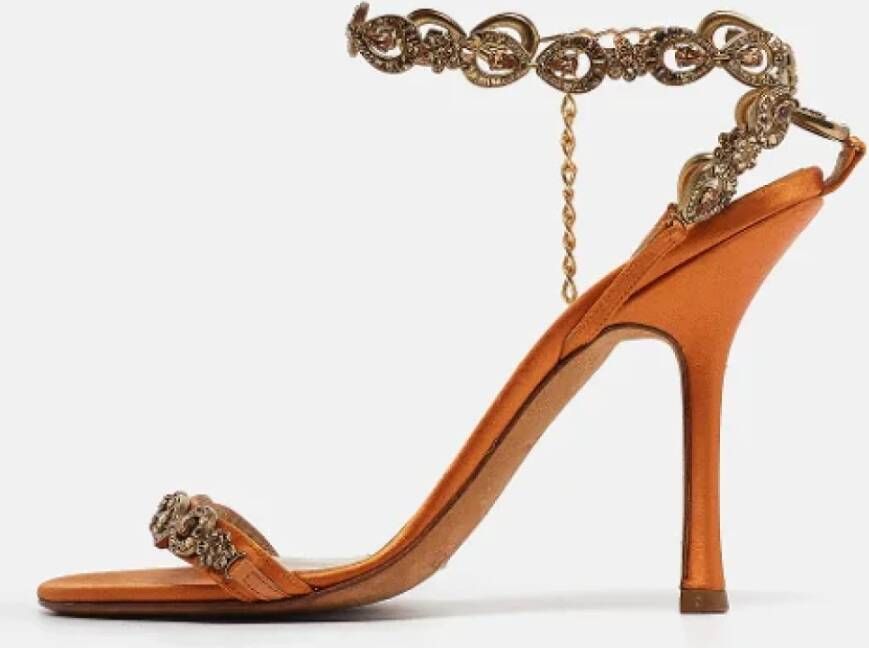 Jimmy Choo Pre-owned Satin sandals Orange Dames