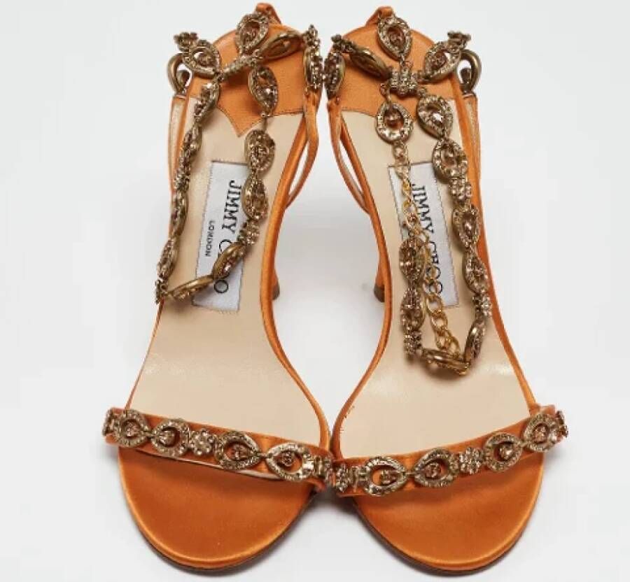 Jimmy Choo Pre-owned Satin sandals Orange Dames