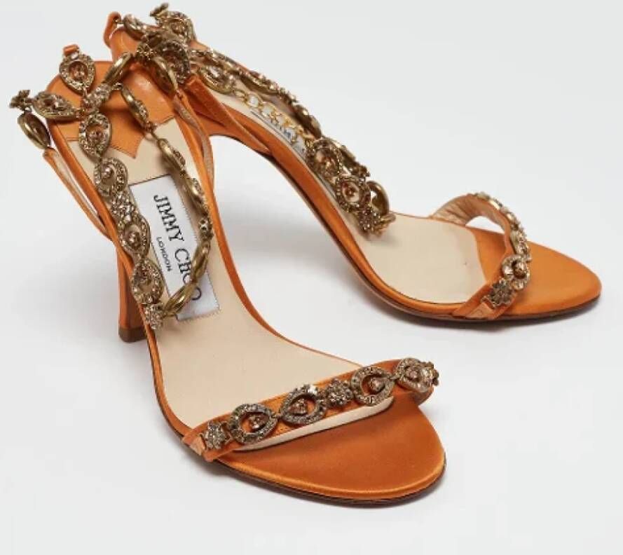 Jimmy Choo Pre-owned Satin sandals Orange Dames