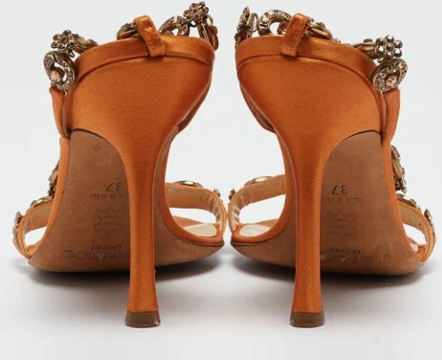 Jimmy Choo Pre-owned Satin sandals Orange Dames