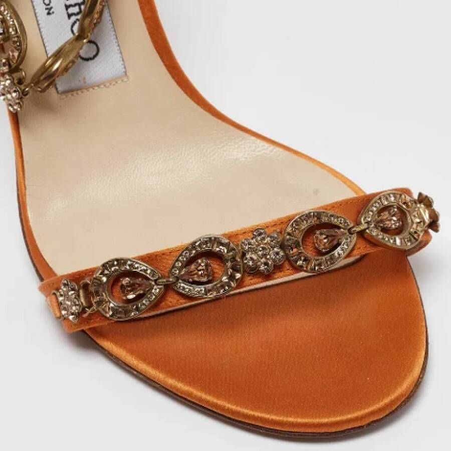 Jimmy Choo Pre-owned Satin sandals Orange Dames