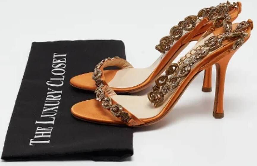 Jimmy Choo Pre-owned Satin sandals Orange Dames