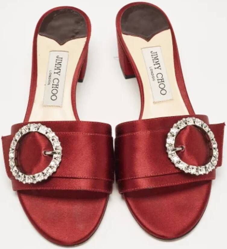 Jimmy Choo Pre-owned Satin sandals Red Dames