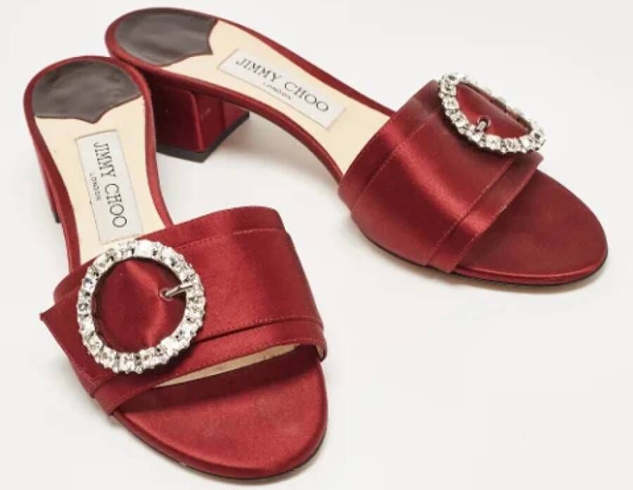 Jimmy Choo Pre-owned Satin sandals Red Dames