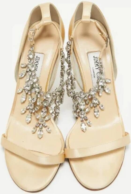 Jimmy Choo Pre-owned Satin sandals Yellow Dames